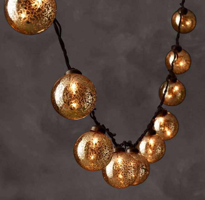 Vintage Handblown Glass String Lights - Gold